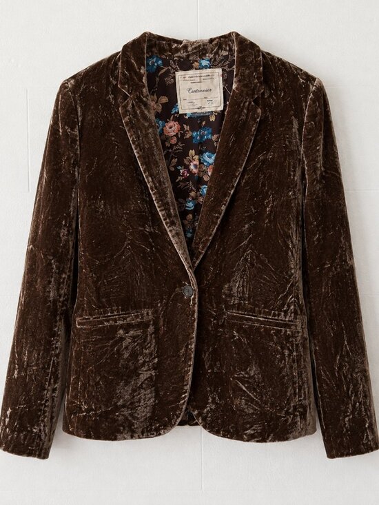 Cartonnier Jackets & Blazers - Anthropologie Cartonnier | Crushed Velvet Olive Green Blazer | Size 10